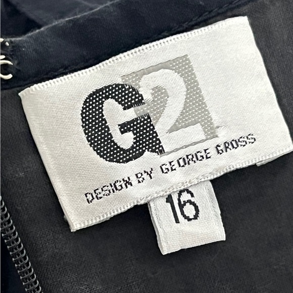 G2 by George Gross Womens Dress Size 16 Black Midi V-Neck A-Line 100% Cotton - Picture 8 of 10